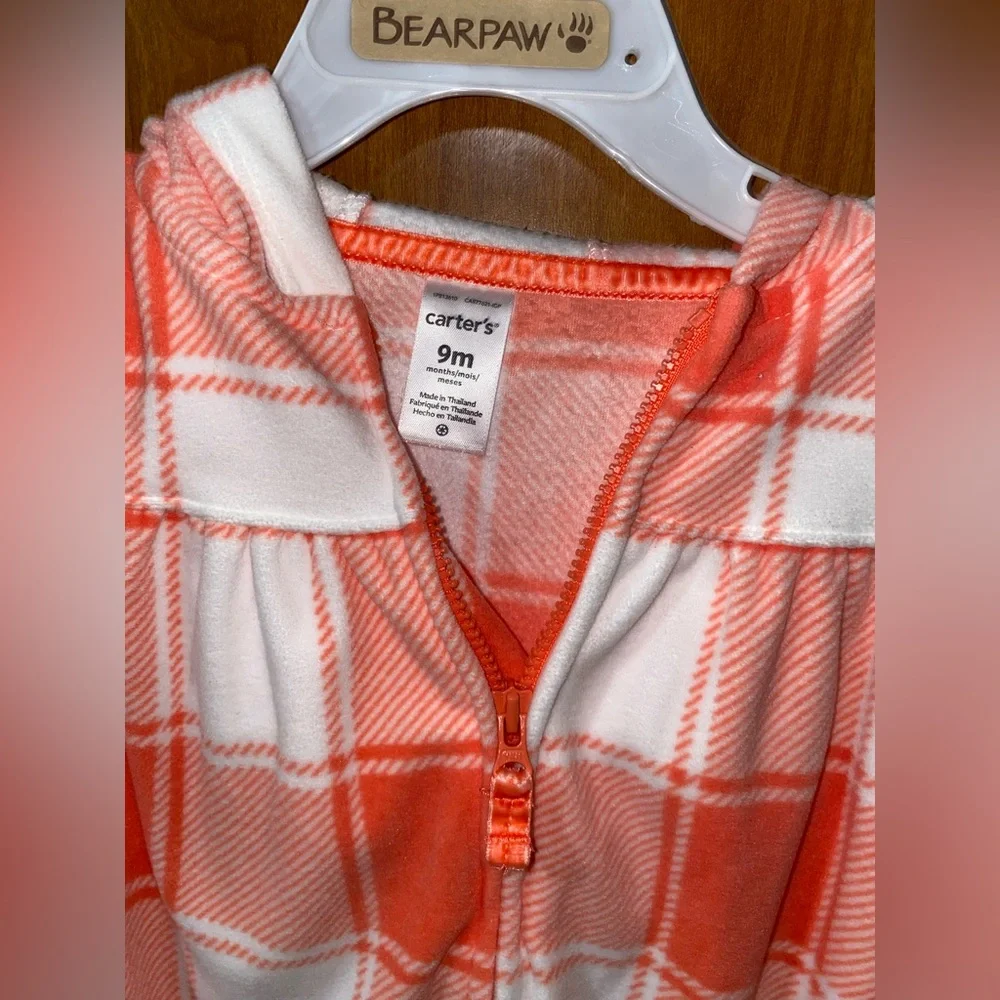 Carter's Vibrant Orange Plaid Baby Onesie